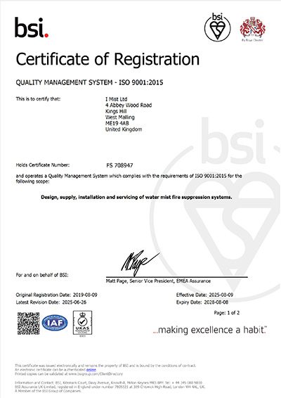 BSI Certificate of Registration ISO 9001-2015